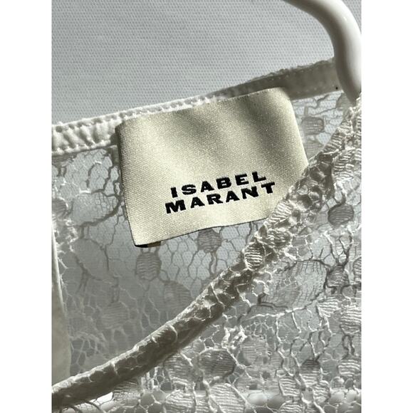 Isabel Marant Toyela White Lace Sheer Etoile Mock Neck Long Sleeve Top Size 38/6 - Picture 5 of 13